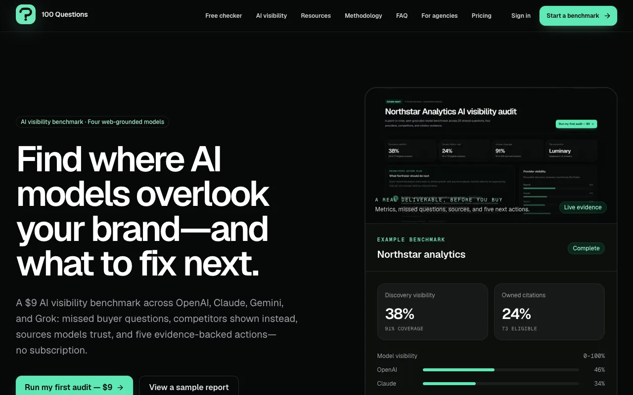 100 Questions homepage preview