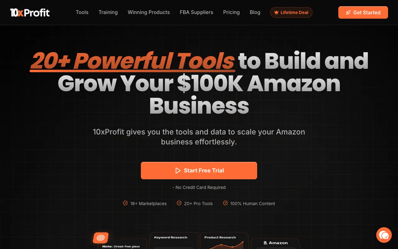 10XProfit.io homepage preview