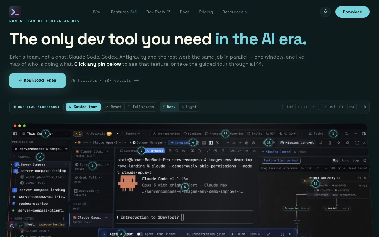 1DevTool homepage preview