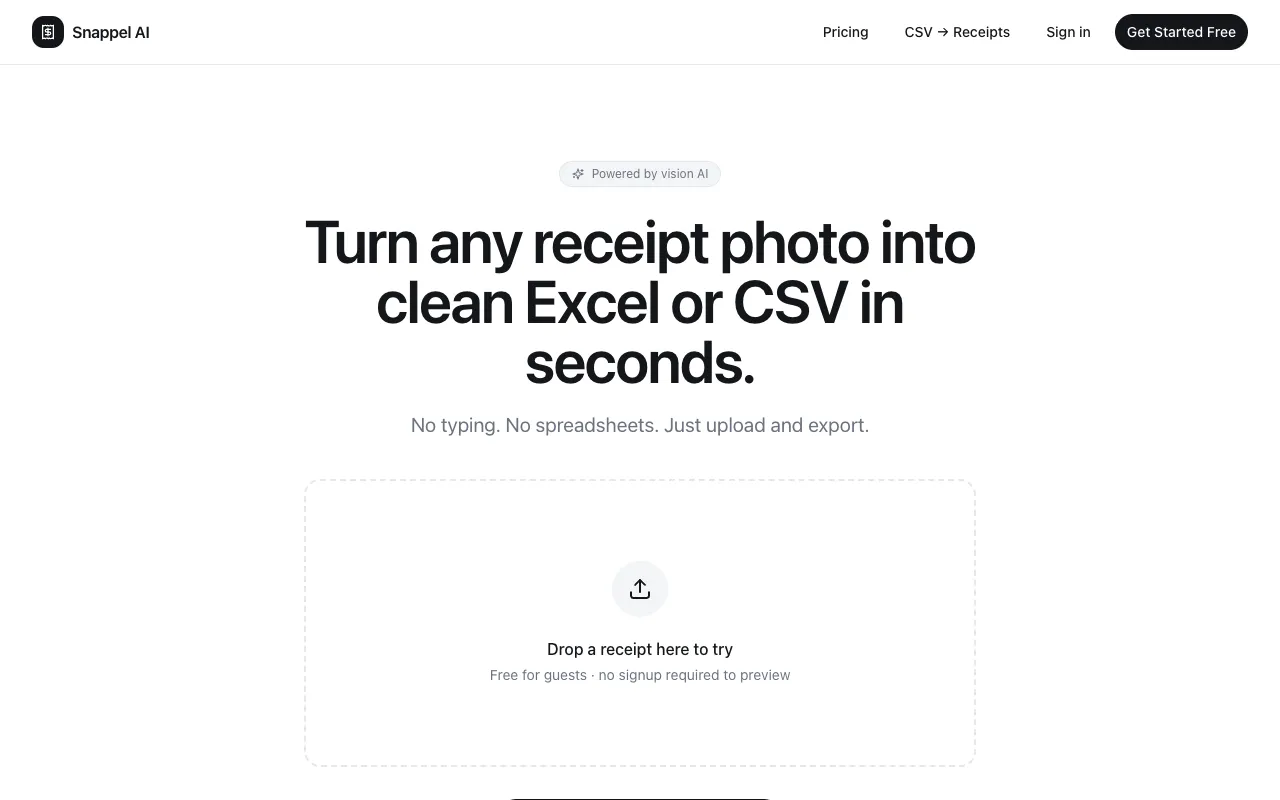 Snappel AI homepage preview