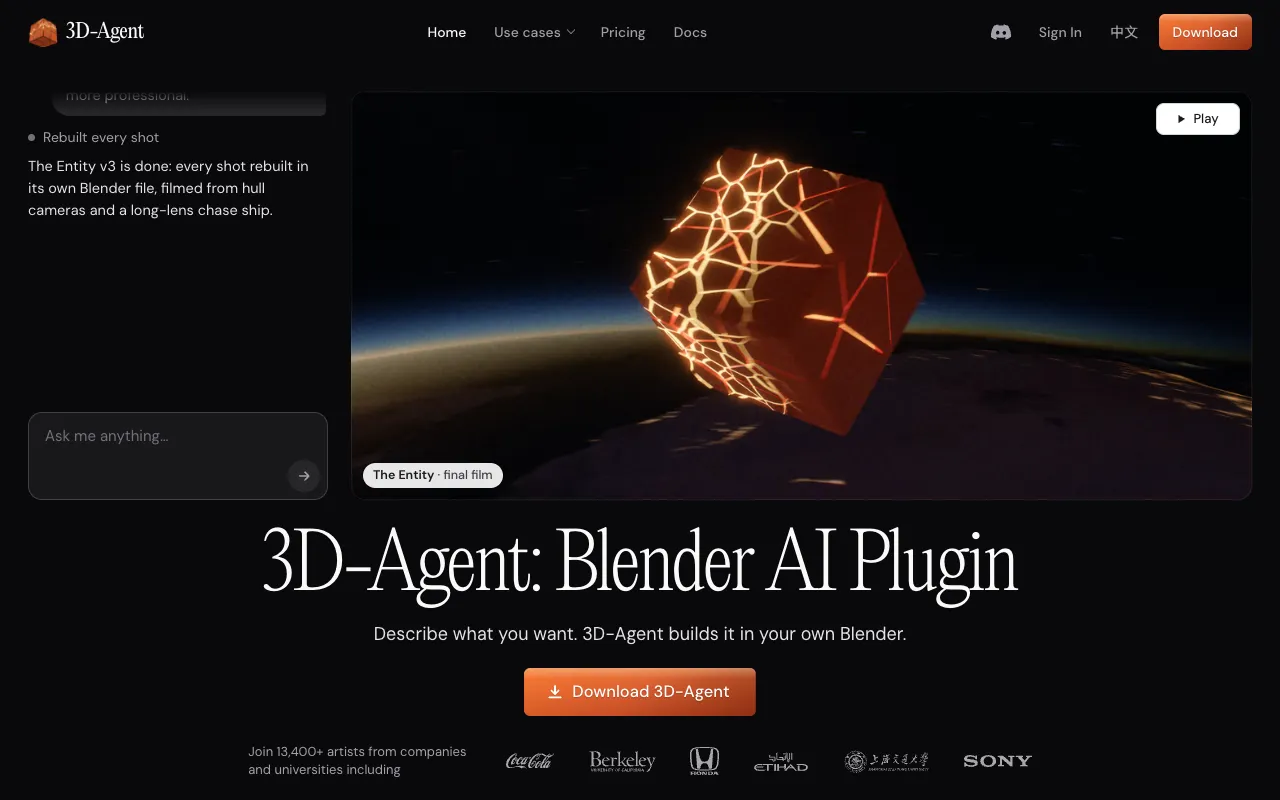 3D-Agent homepage preview