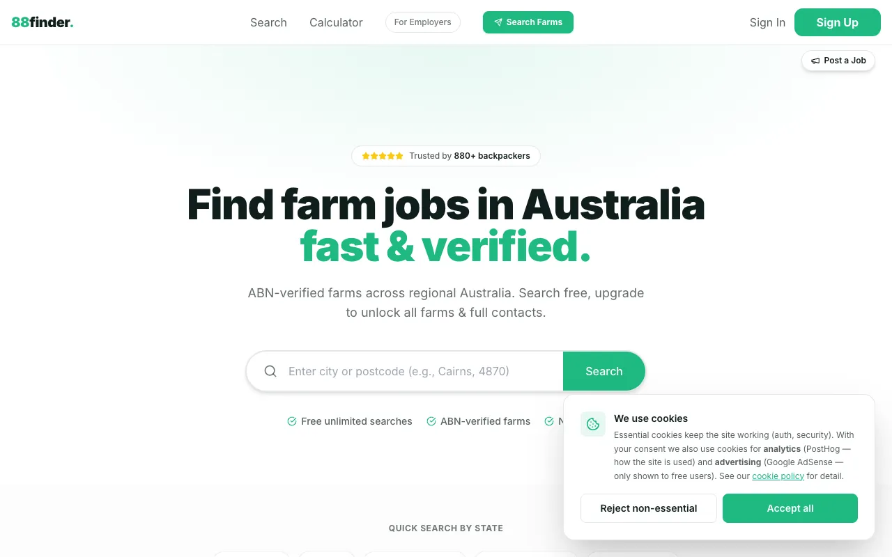 88finder homepage preview