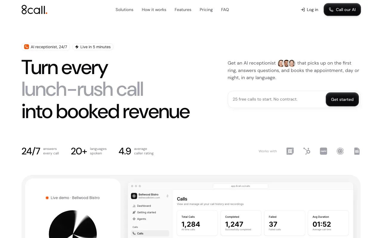 8call homepage preview