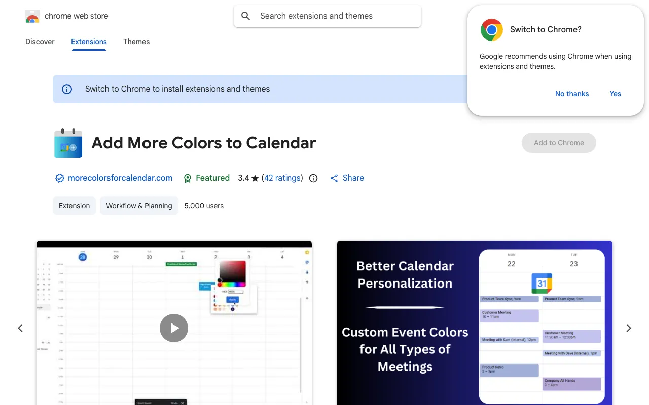 Add More Colors to Calendar homepage preview