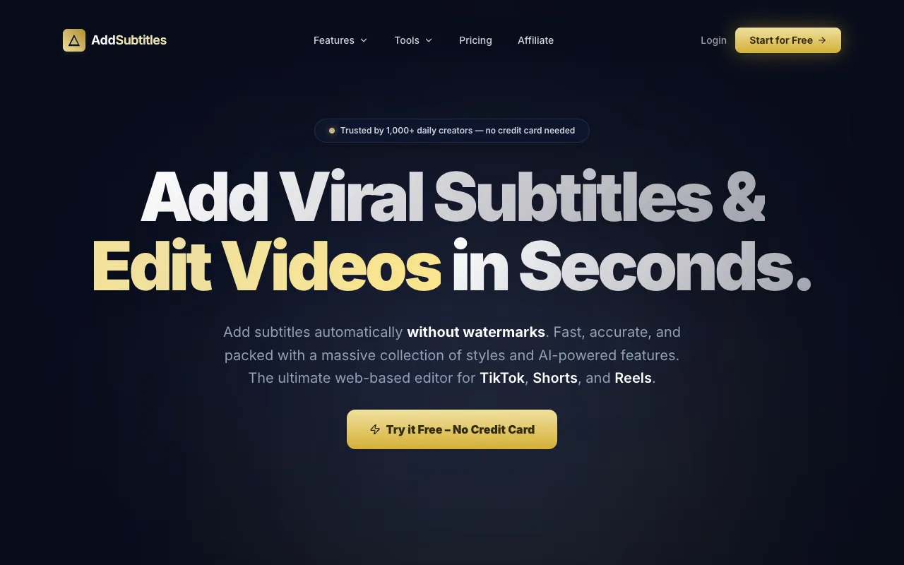 AddSubtitles homepage preview