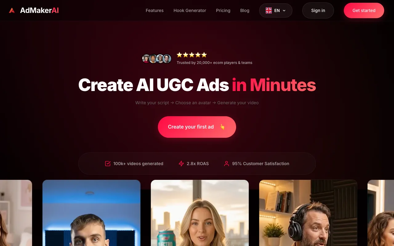 AdMakerAI homepage preview