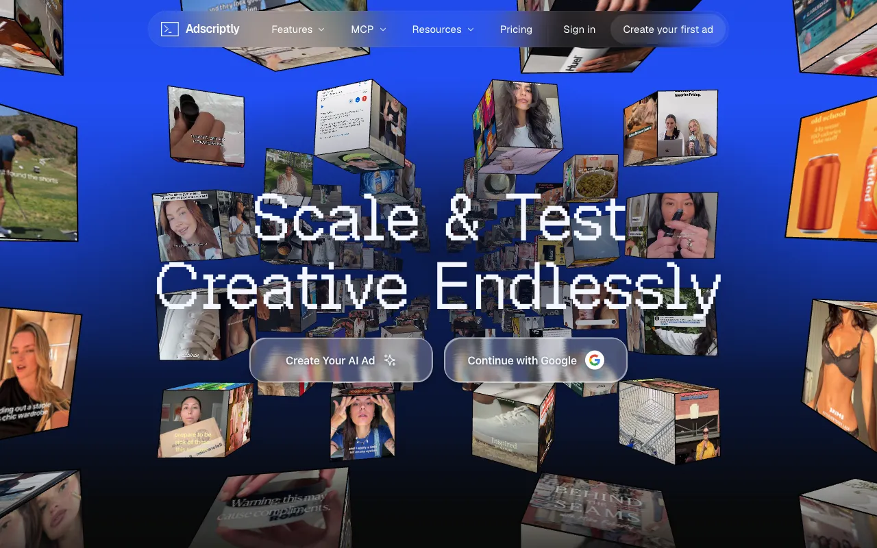 Adscriptly homepage preview
