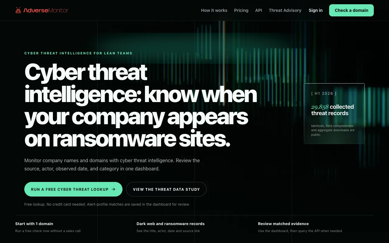 adverse monitor homepage preview