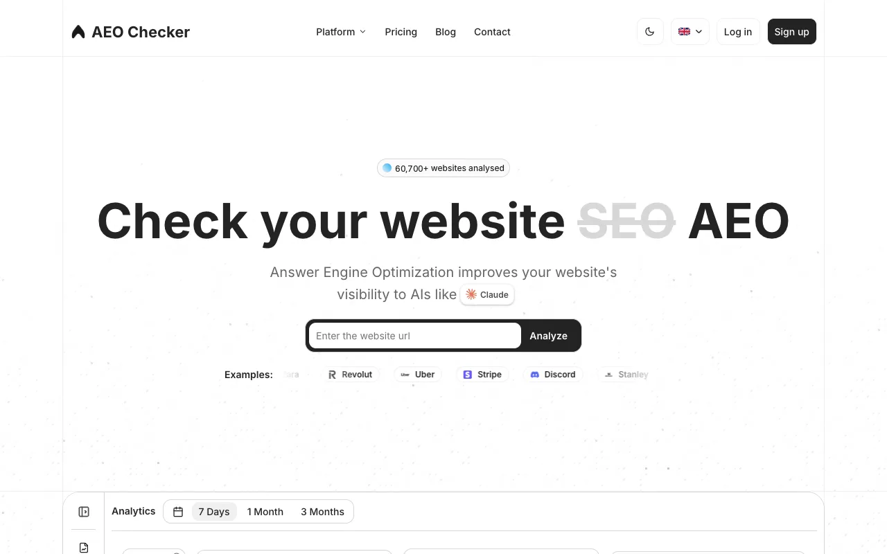 AEO Checker homepage preview