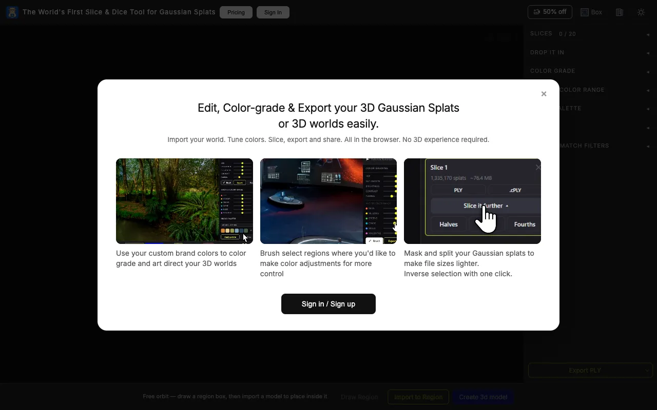 after effects photoshop for gaussian splats and 3d worlds homepage preview