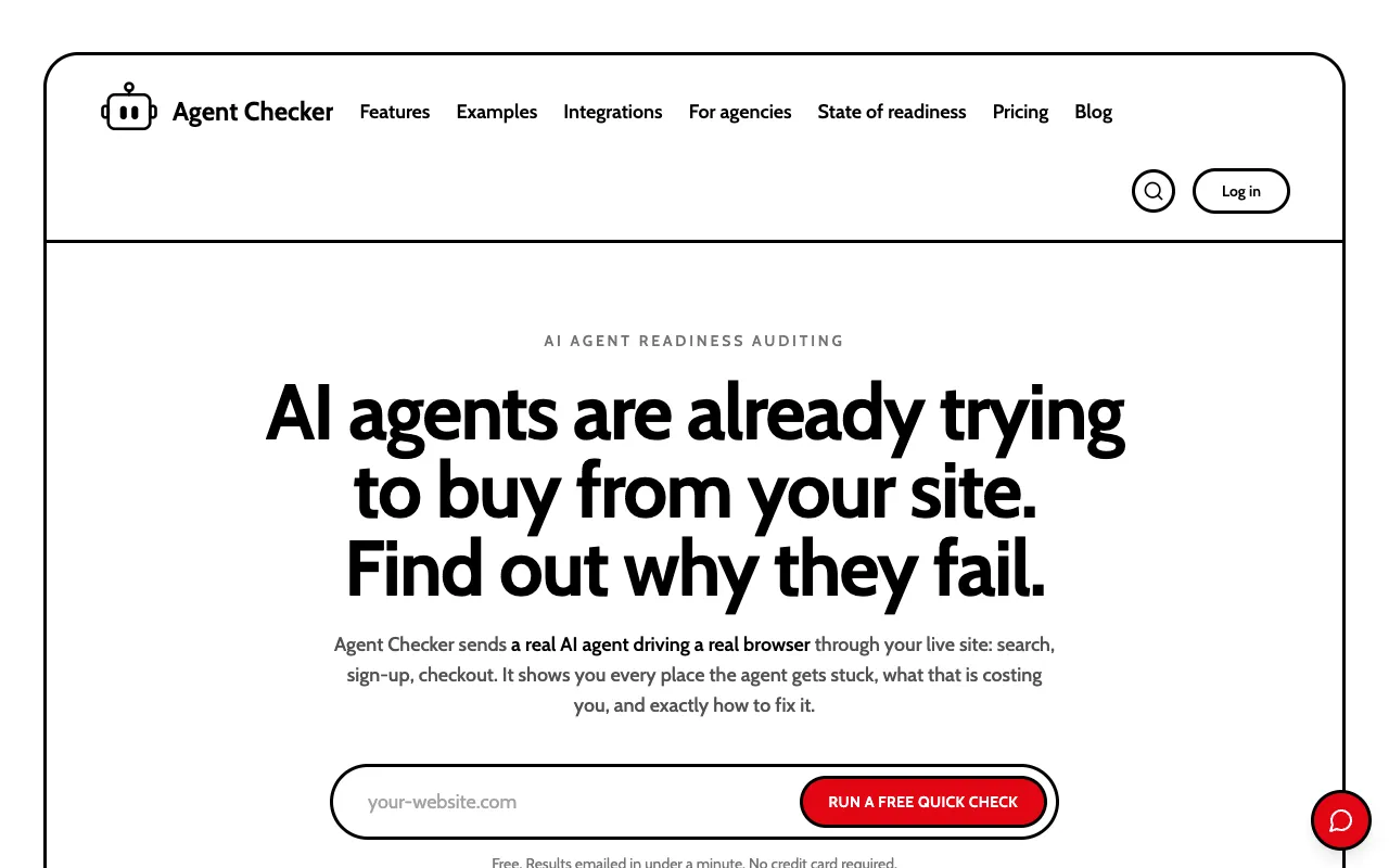Agent Checker homepage preview