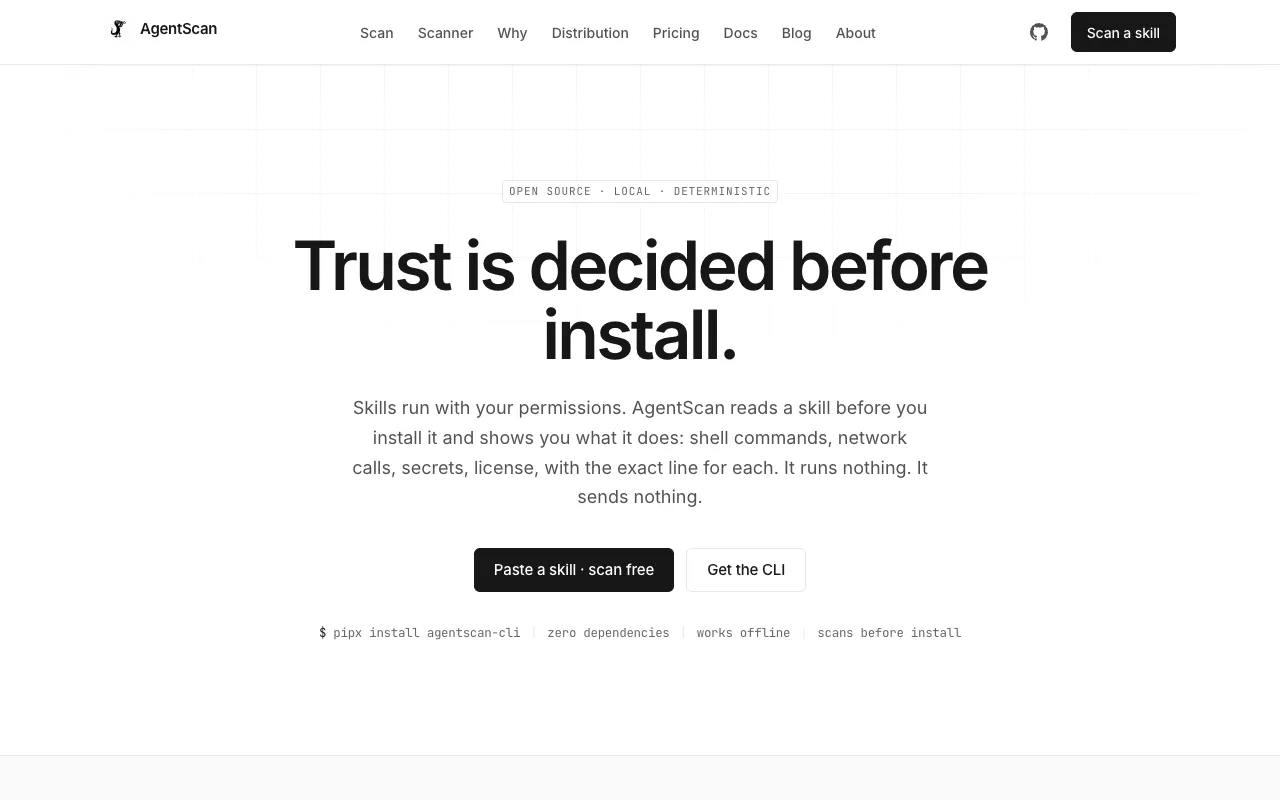 AgentScan homepage preview