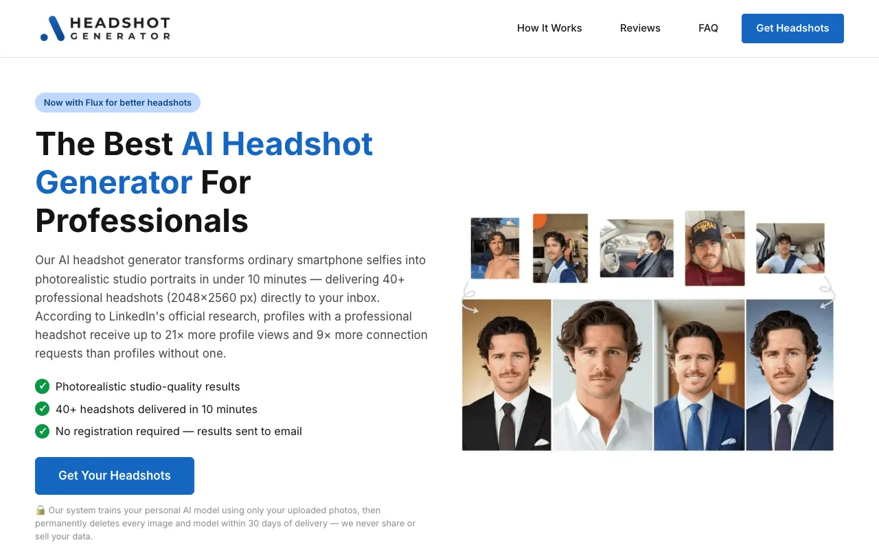 AI Headshot Generator homepage preview