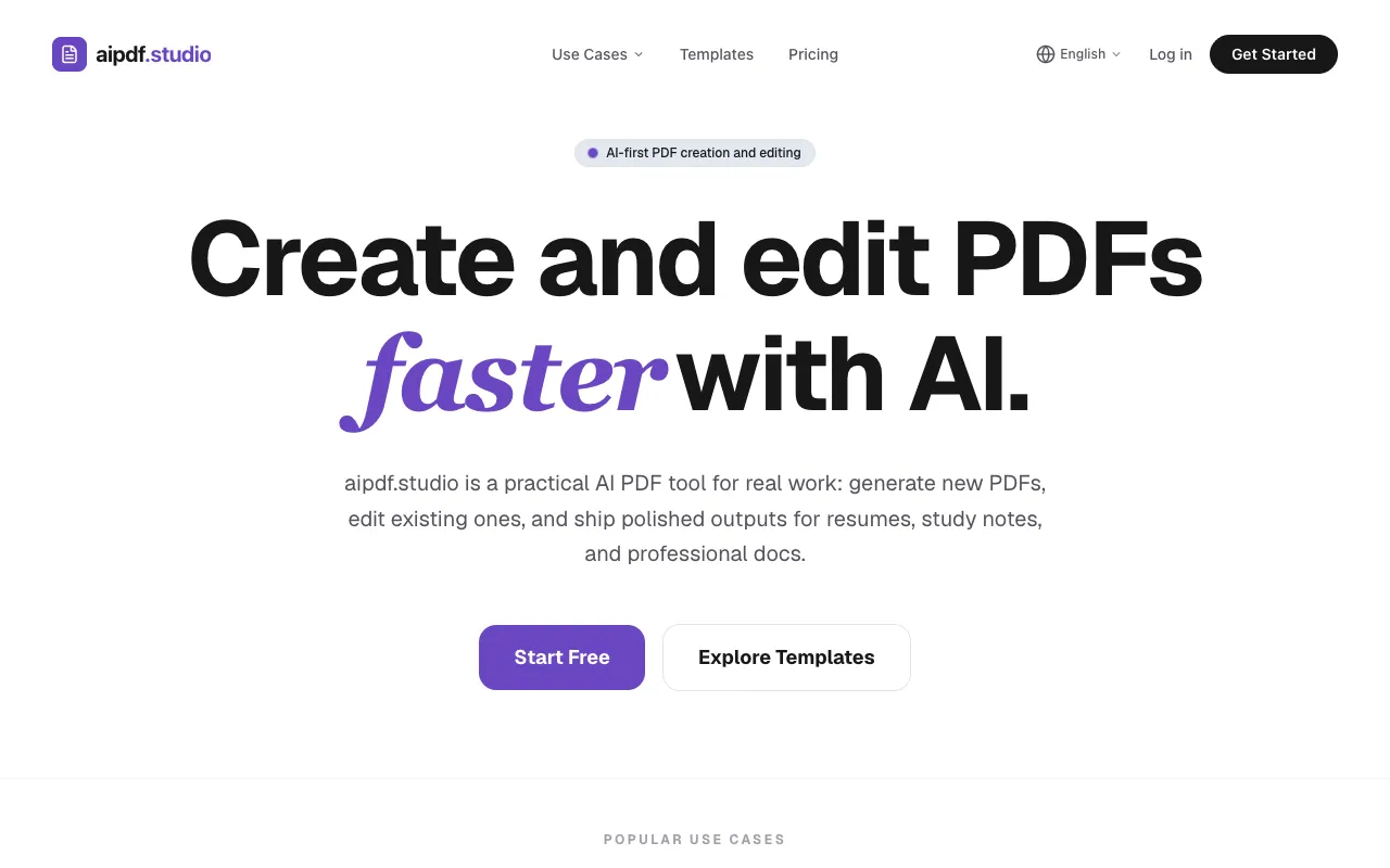 aipdf.studio homepage preview