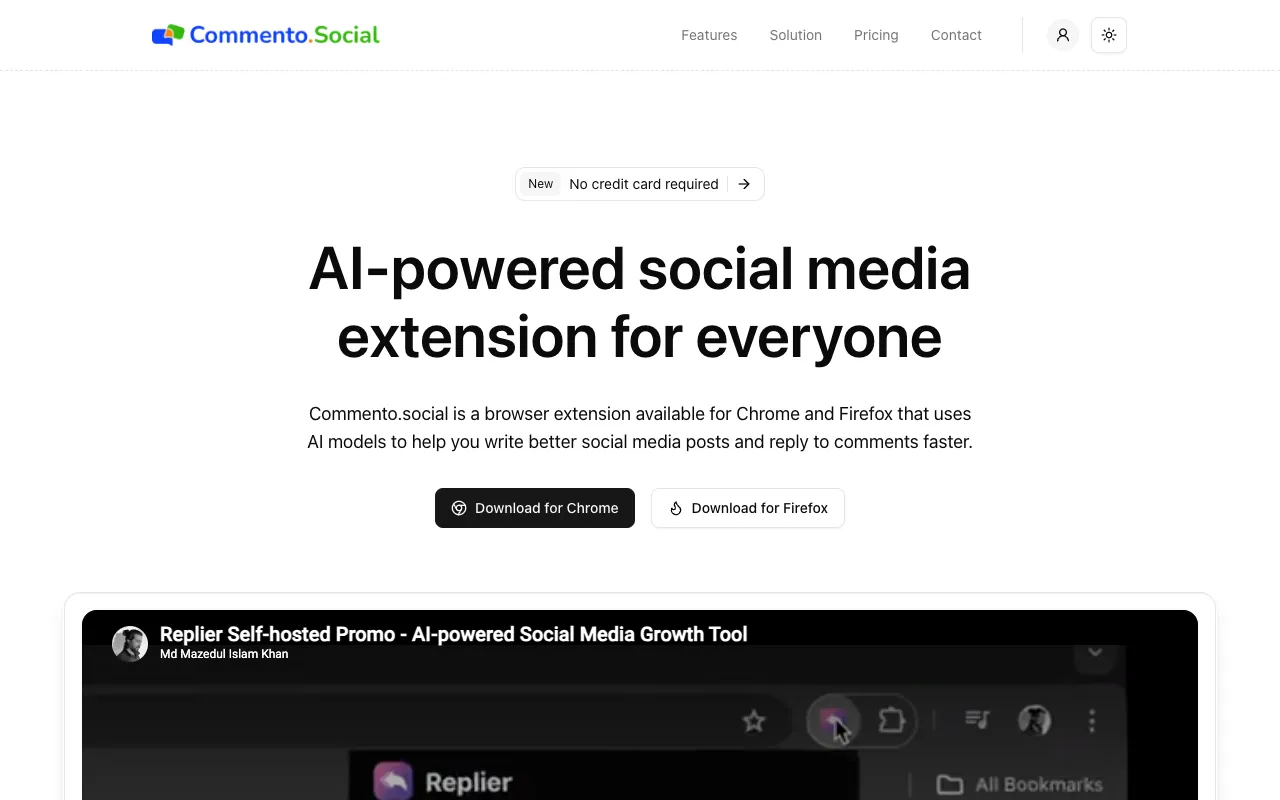 Commento.social homepage preview