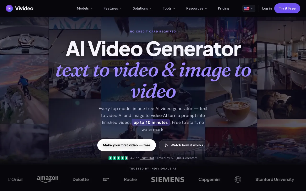 Vivideo homepage preview