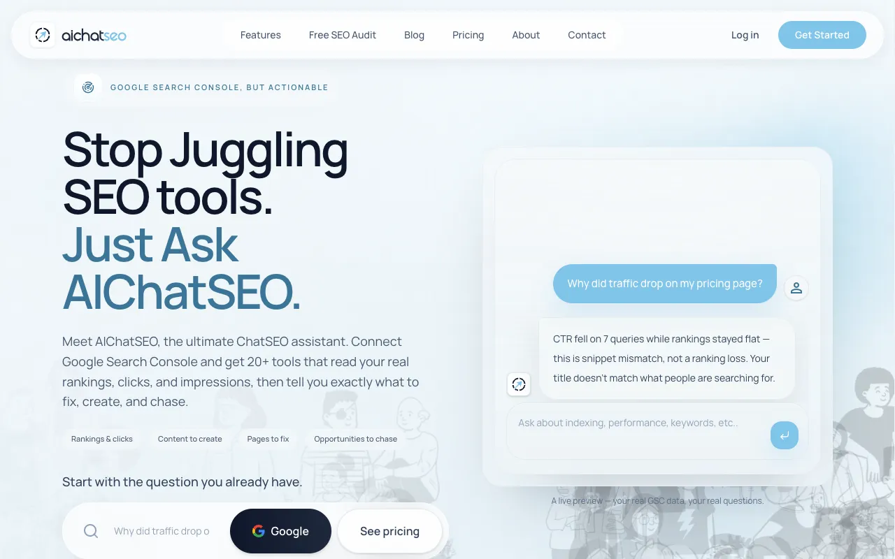 AIChatSEO homepage preview