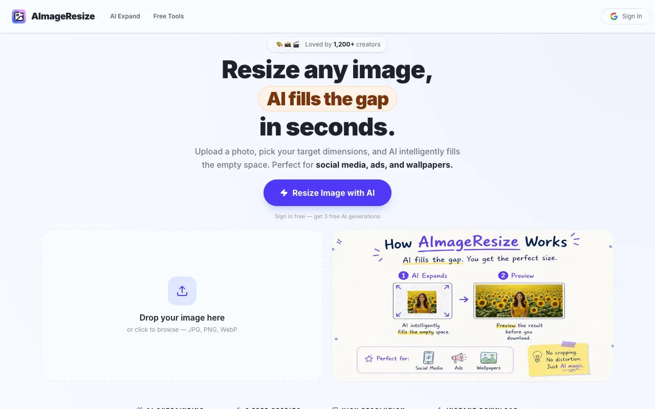 AImageResize homepage preview