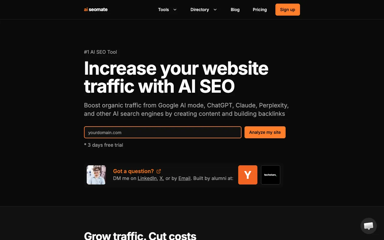 aiseomate homepage preview