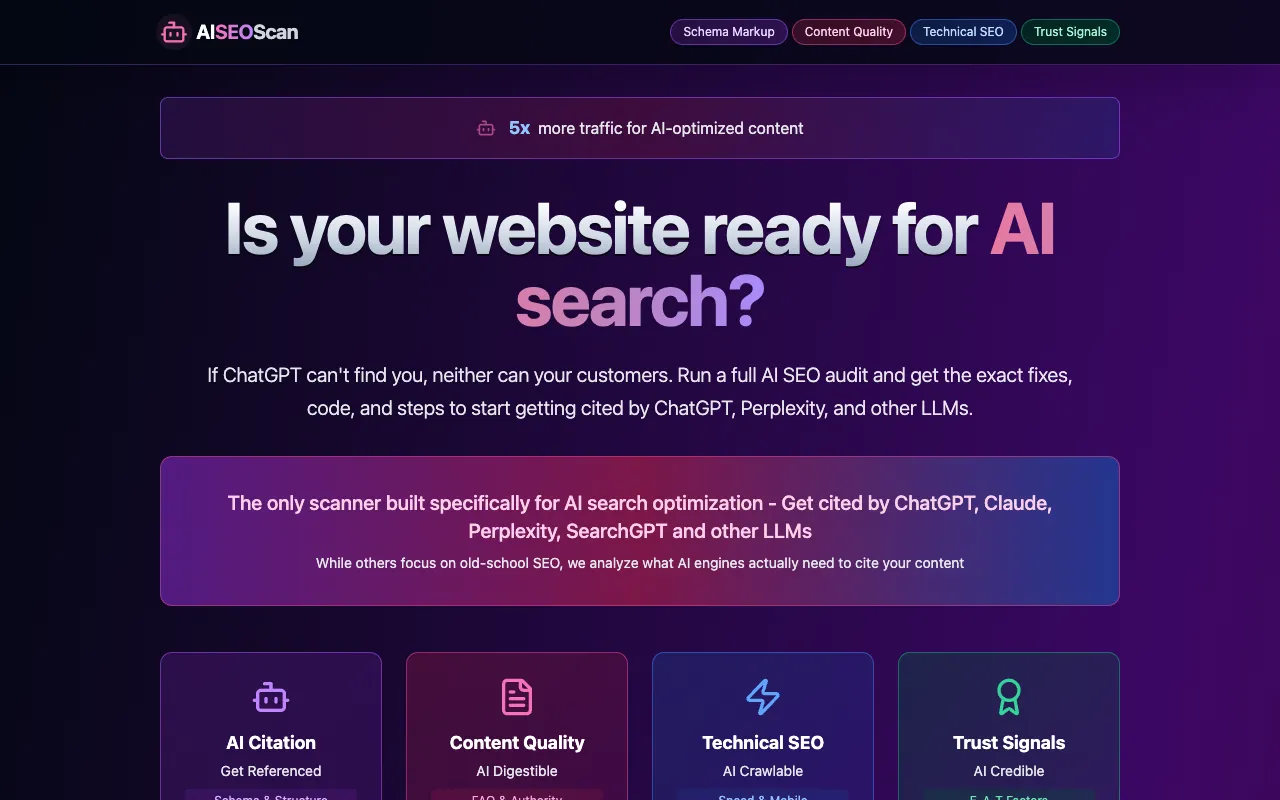 AISEOScan homepage preview