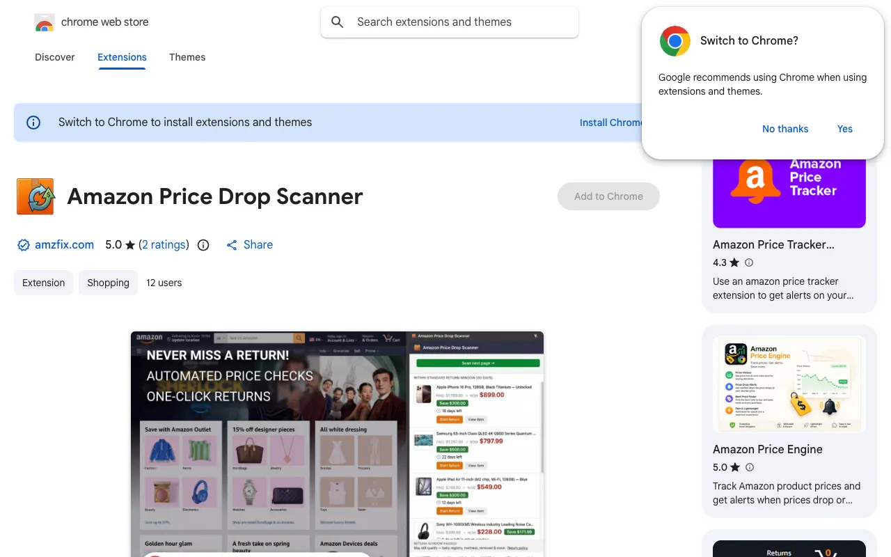 Amazon Price Drop Scanner homepage preview