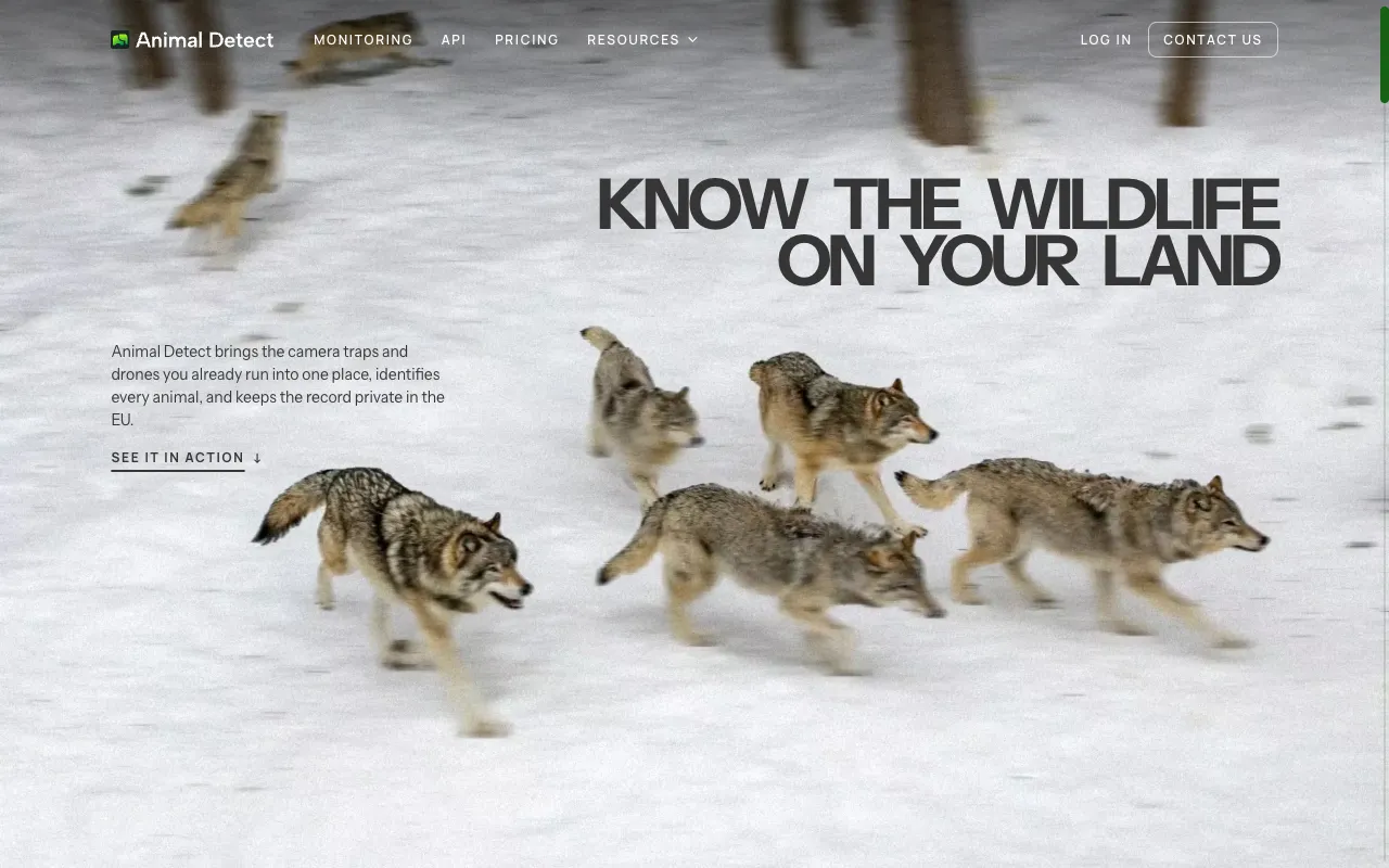 Animal Detect homepage preview