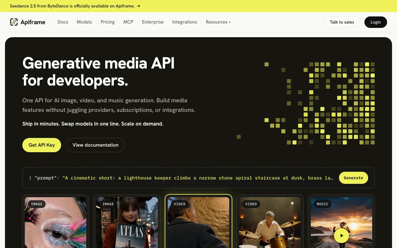 Apiframe homepage preview