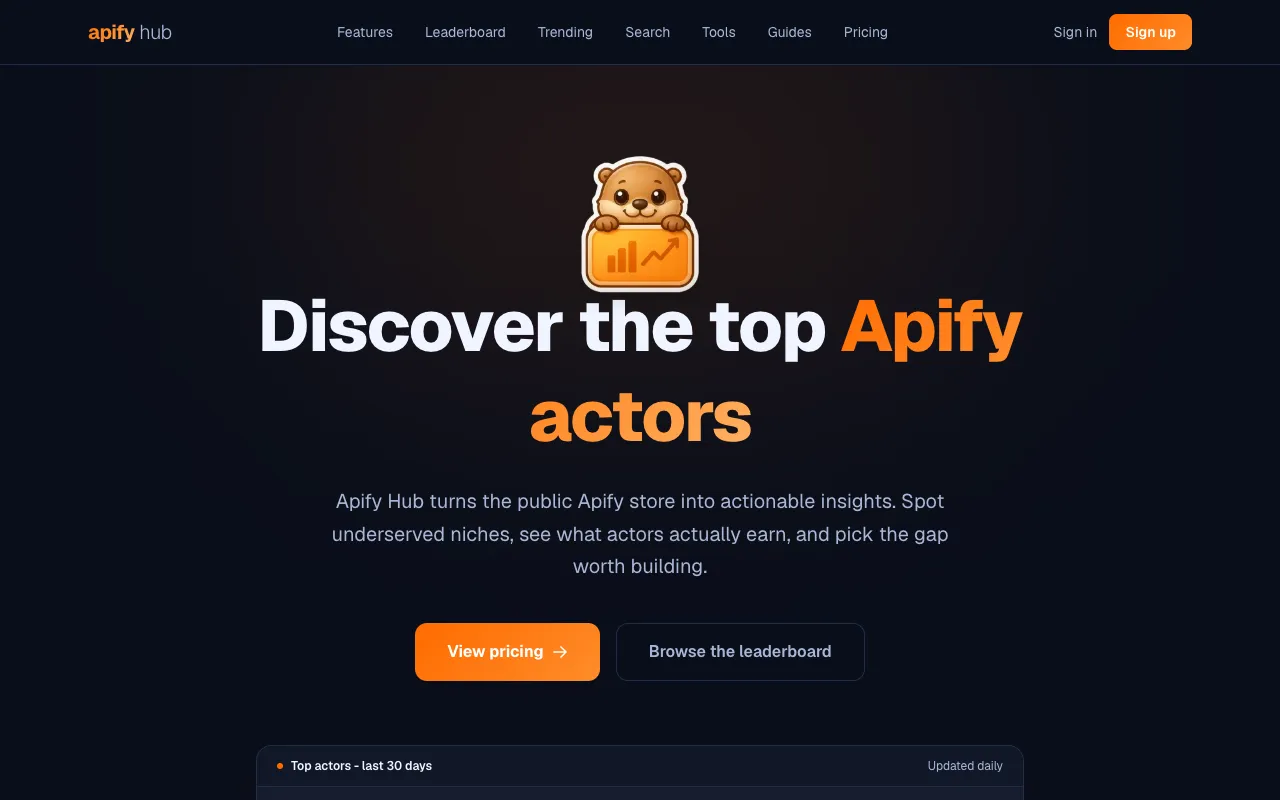 Apify Hub homepage preview