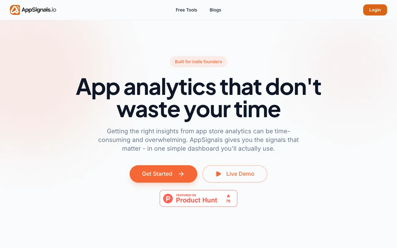 AppSignals homepage preview