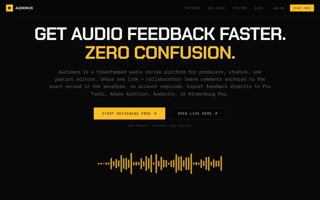 Audiomus homepage preview