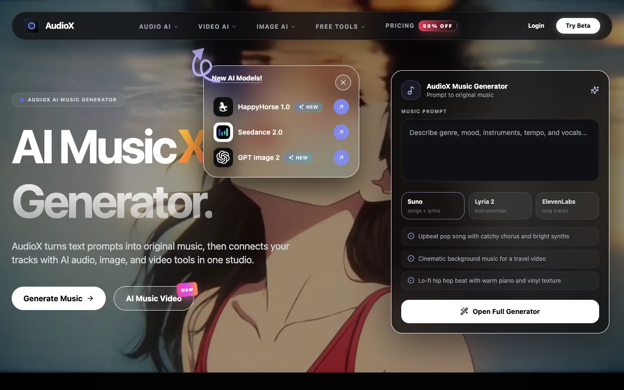 AudioX homepage preview