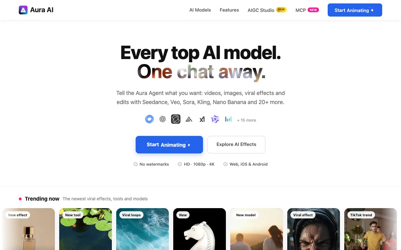 Aura AI homepage preview