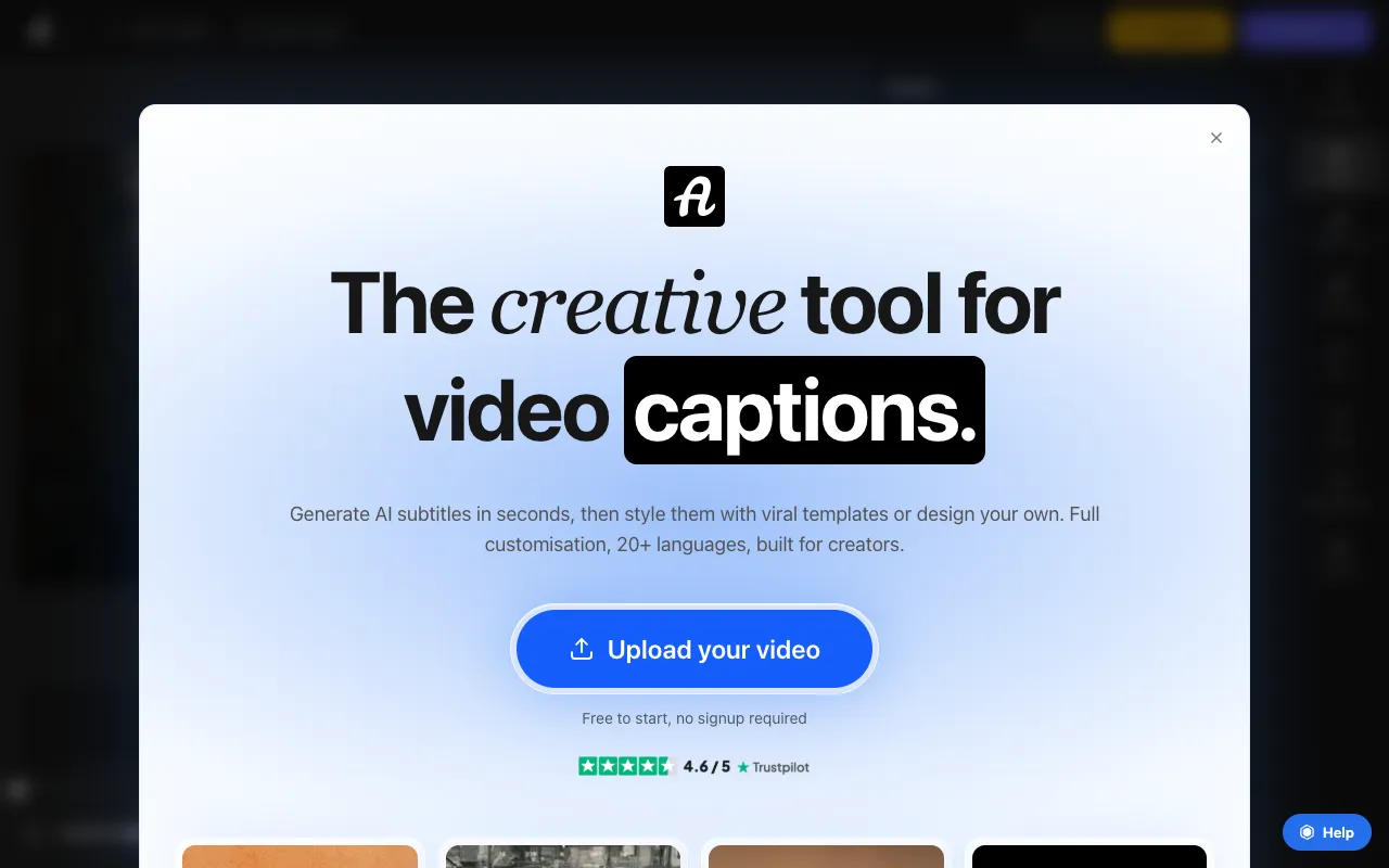 AutoSubtitles homepage preview