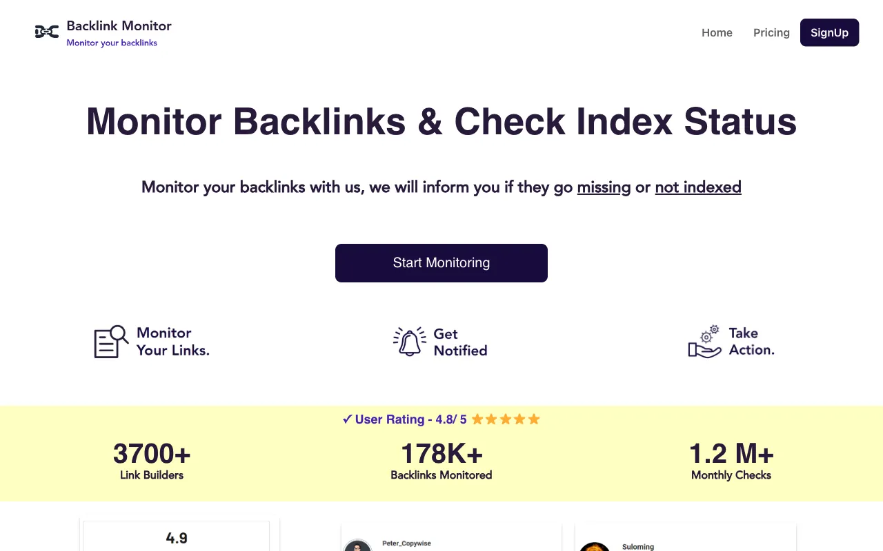 Backlink Monitor 官网预览