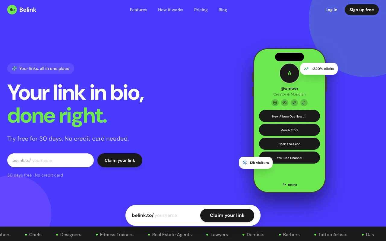 Belink homepage preview