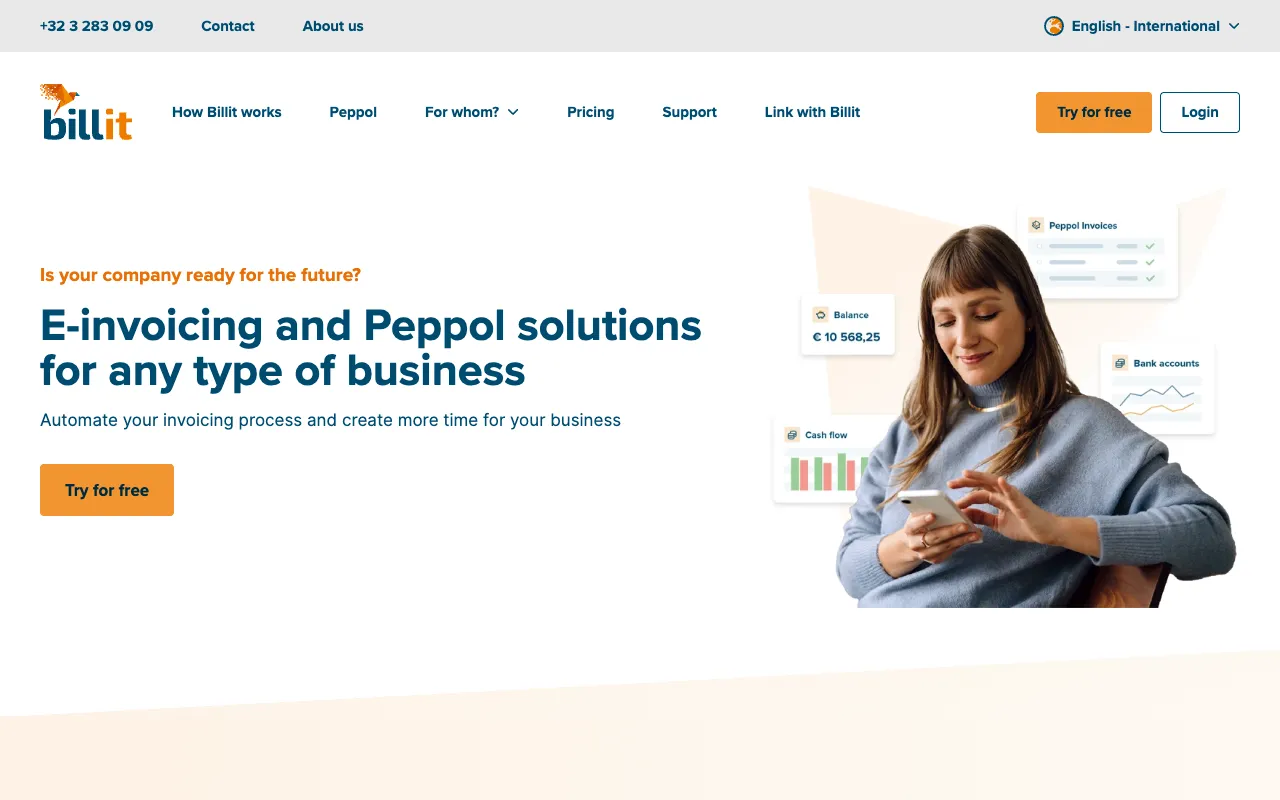 Billit homepage preview