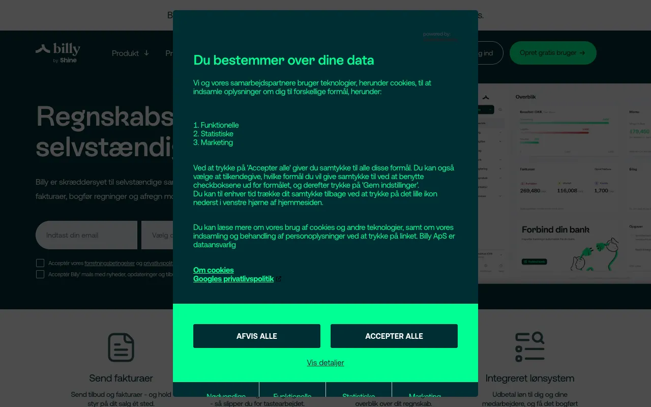 Billy homepage preview