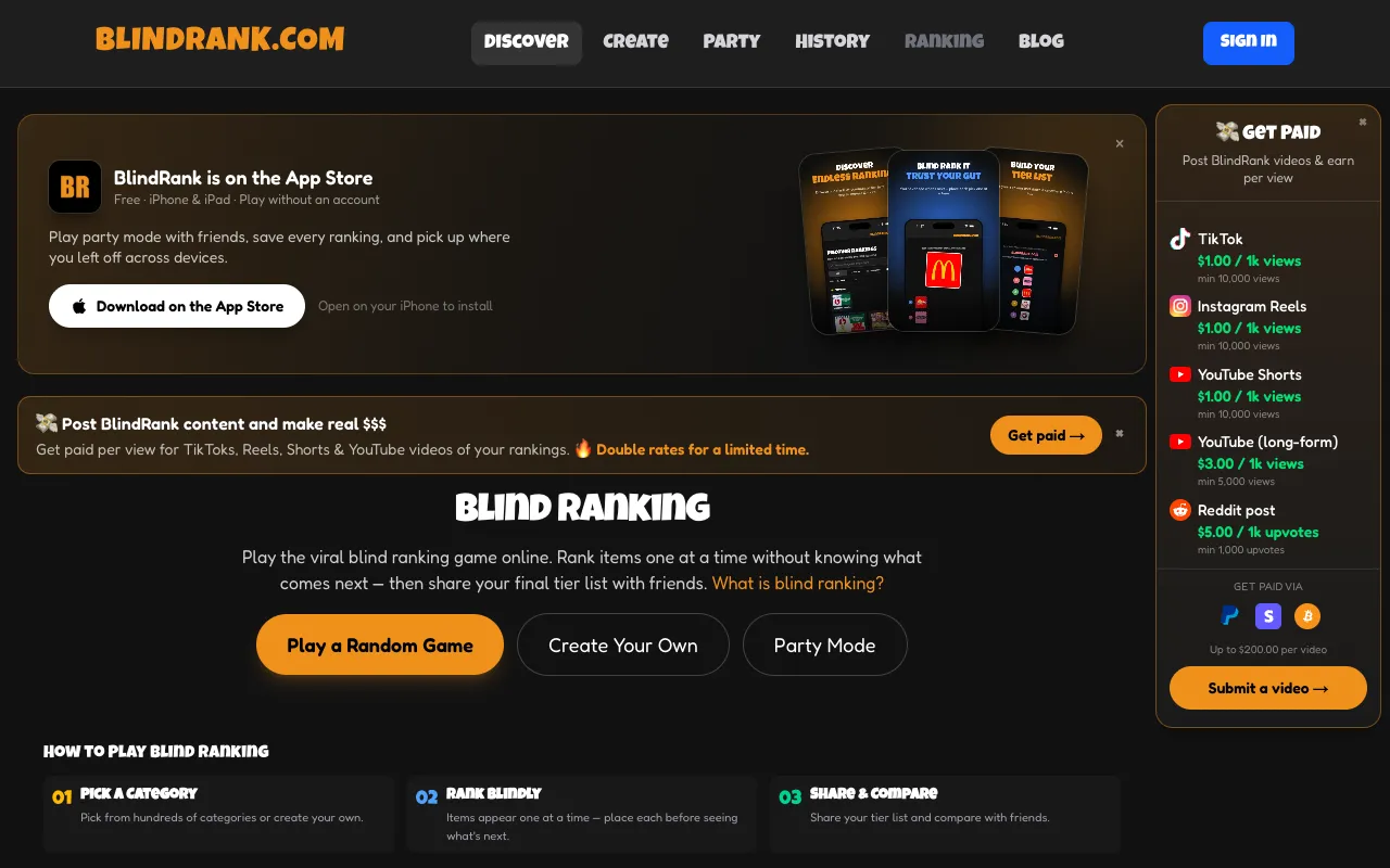 BlindRank homepage preview