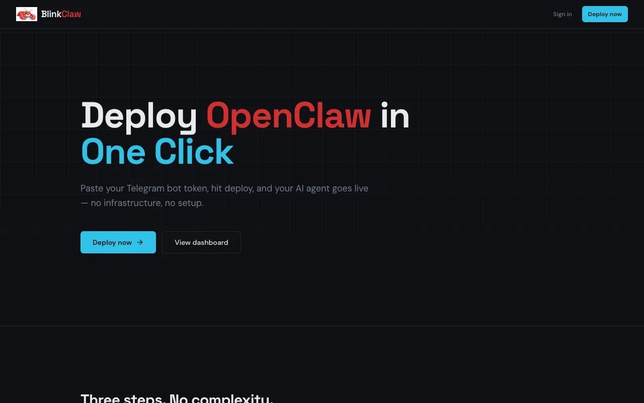 BlinkClaw homepage preview