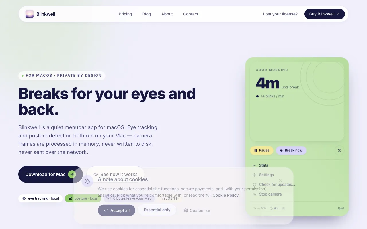 Blinkwell homepage preview