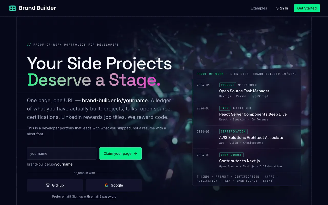 Brand Builder homepage preview