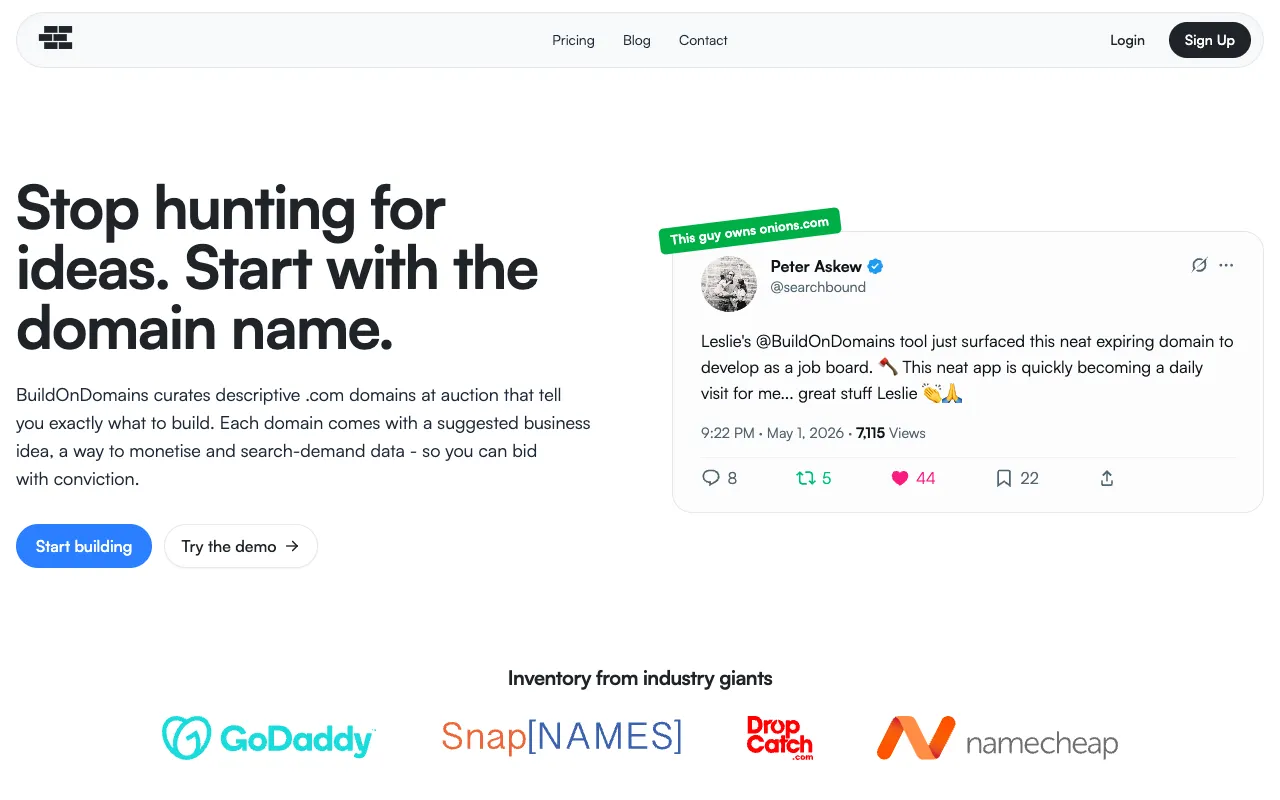BuildOnDomains 官网预览