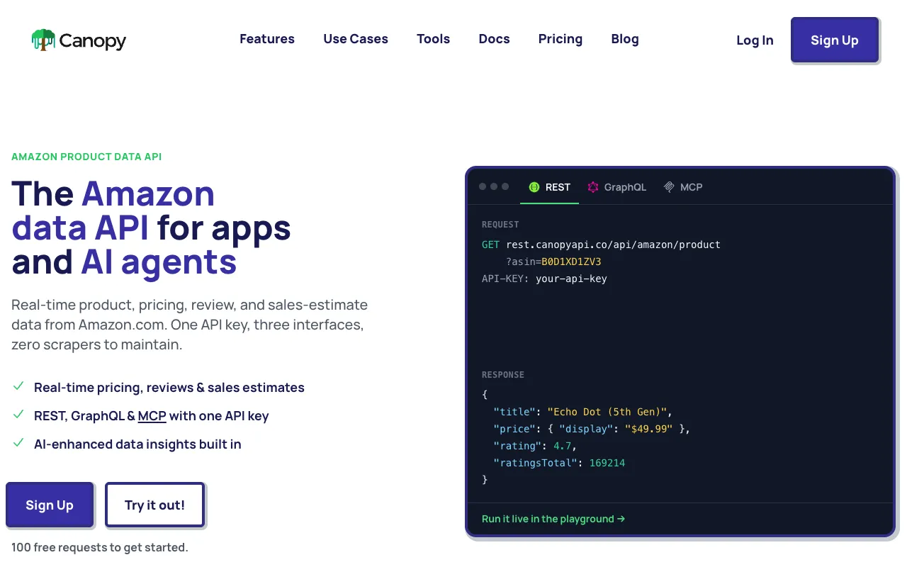 Canopy API homepage preview
