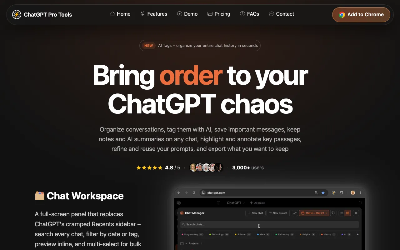 ChatGPT Pro Tools homepage preview