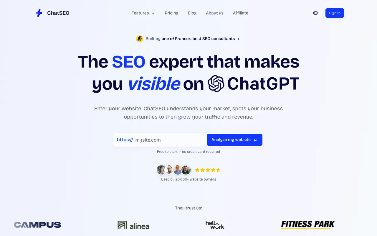 ChatSEO homepage preview