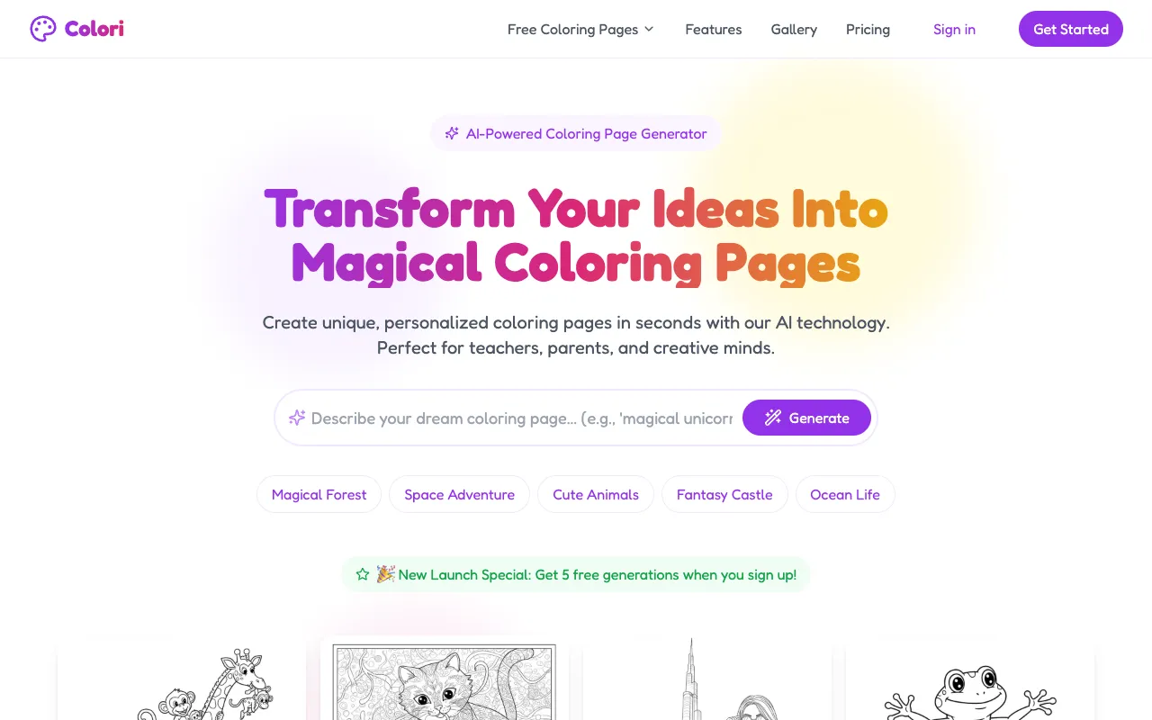 Colori homepage preview