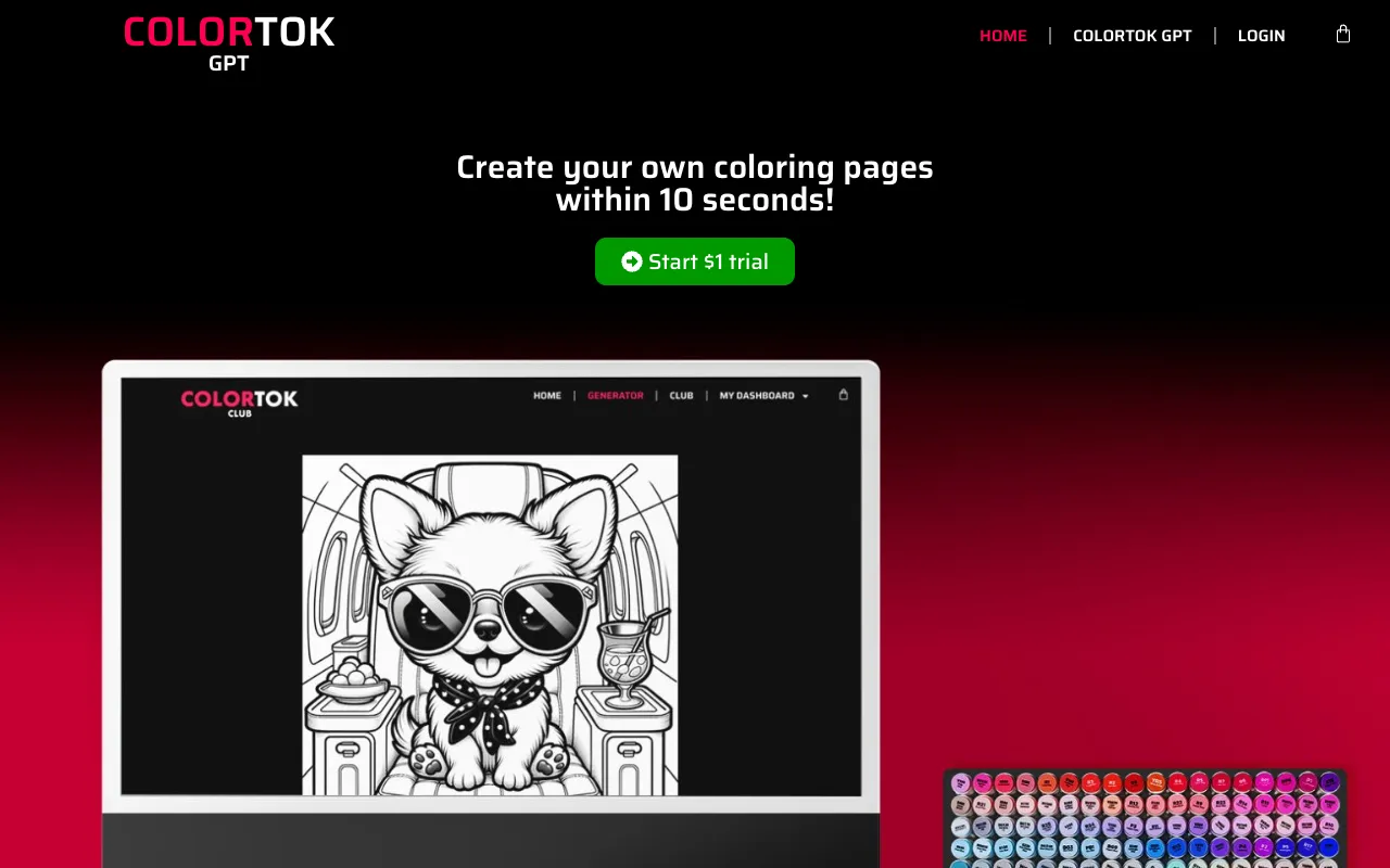 Colortok GPT homepage preview
