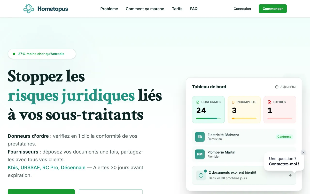 Hometopus Conformité homepage preview