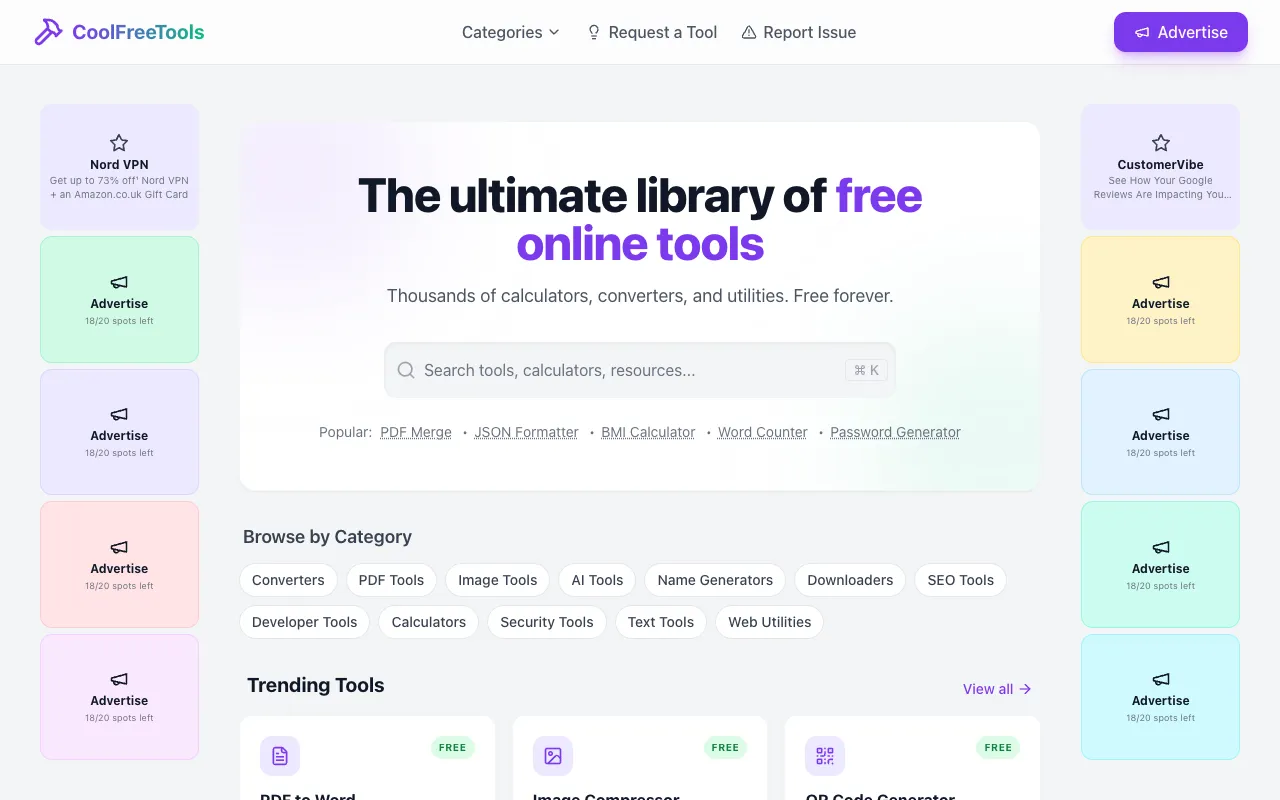 CoolFreeTools homepage preview