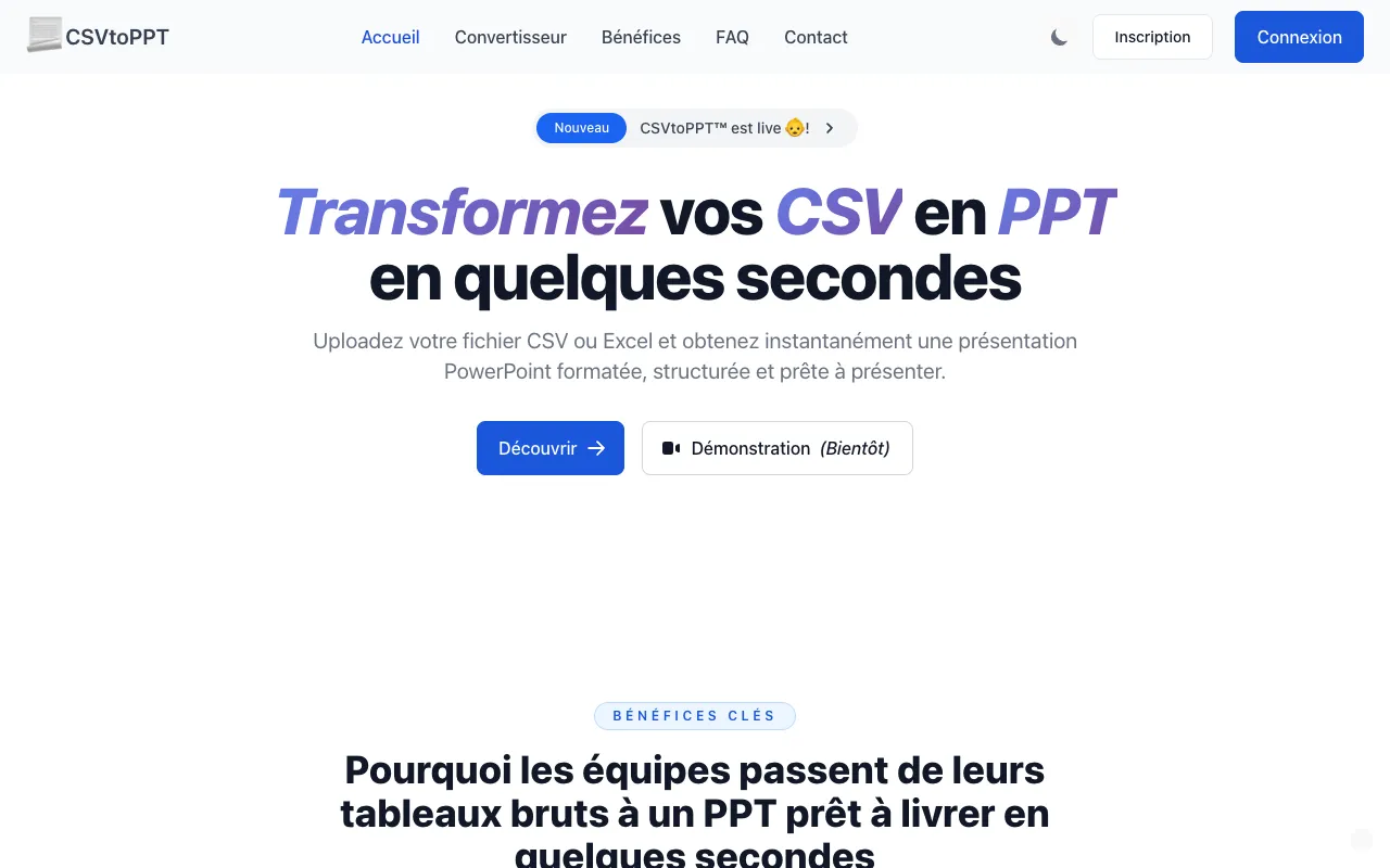 CSVtoPPT homepage preview
